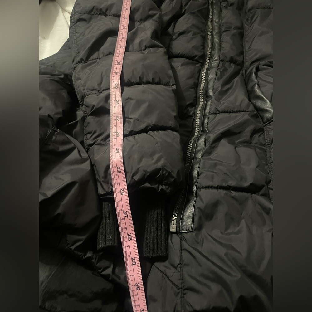 French Connection Black Mid length Women's Puffer Coat with Hood - Picture 11 of 14